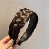 Faixa de cabelo peruca trançada torcida alargada faixa de cabeça feminina antiderrapante cabelo artificial faixa de cabelo trança de cinco fios alargada de aba larga trança espinha de peixe