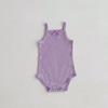 2026 Nuevo Mono de Verano para Bebé Niña de Color Sólido Acanalado Lindo Moño para Bebé Traje Delgado para Gatear