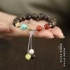 Nova pulseira de terço de ágarwood natural pulseira de borla ajustável de luxo leve nicho artístico feminina Duobao