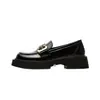 Mocasines de cuero estilo británico para mujer, nuevos de otoño 2026, súper vendidos, retro, suela gruesa, que aumentan la altura, zapatos negros