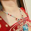 Collar antiguo con coronas largas de Hanfu, nuevo colgante de cheongsam clásico chino, collar de perlas de palacio retro