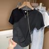 Playera de Algodón Puro con Hombro de Color Sólido y Manga Corta para Mujer, Verano, Diseño Ajustado Adelgazante, Ballena Ajustada en la Cintura, Top de Camiseta Corta