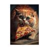 Pintura en lienzo con diseño de gato bebiendo, animal creativo de dibujos animados, póster mural, arte de pared para dormitorio, sala de estar, pintura decorativa moderna