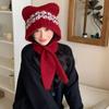 Navidad Año Nuevo Caperucita Roja Niños Otoño e Invierno Todo-partido Cálido Gorro de Punto Rojo Lindo Gorro de Lana 2023 Nuevo
