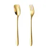 Talheres de Aço Inoxidável 304 Estilo Coreano, Garfo para Bife Estilo Ocidental, Colher de Sobremesa, Garfo e Colher para Uso em Hotel e Casa, Alto Valor Estético para Uso Doméstico