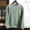 Suéter Básico de Punto Grueso de Doble Hilo de Cachemira Otoño e Invierno 2026 para Hombre, Suéter de Jacquard de Diamantes Estilo Coreano