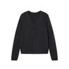 Cardigan Zhengqite Clothing/ Mistura de Lã Escovada e Caxemira com Decote em V, Texturizado, Malha Relaxada e Casual