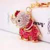 Llavero creativo de elefante de cristal con incrustaciones de diamantes, llavero de animal, accesorios para bolso, colgante de metal, pequeño regalo