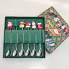 Juego de Cubiertos de Acero Inoxidable Cuchara y Tenedor Navideños Transfronterizos Papá Noel Árbol Cuchara de Postre Dibujos Animados Creativo Set de Regalo Navideño