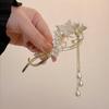 Advanced Sense Flower Tassel Back Head Disco Hairpin Retro Novo Estilo Um-Personagem Clipe Elegante Torção Clipe Grab Clip Headwear
