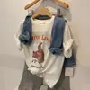 Camiseta con Estampado de Conejo Retro de Dibujos Animados Estilo Hong Kong para Mujer, Top de Verano Elegante de Nicho, Camiseta Interior de Manga Corta