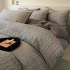 Juego de cuatro piezas de ropa de cama de algodón puro clase A engrosado y cepillado, funda nórdica nórdica de algodón 100% para otoño e invierno, juego de tres piezas de sábana encimera, sábana bajera.