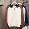 Suéter Nuevo de Otoño/Invierno 2026 con Cuello Half-Zip para Hombre, Estilo Coreano Holgado Casual Tejido de Punto Pulóver con Bloques de Color