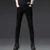 Jeans preto de alta qualidade italiano para homens, corte slim, calça longa casual stretch nova primavera/outono 2026