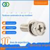 Parafusos Combinados de Três Peças com Cabeça Phillips Niquelada e Sextavado Externo, Parafusos com Arruela de Pressão Plana, Parafusos com Arruela Recartilhada M4-M8