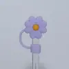 Tapa de Silicona con Forma de Flor para Popote de Vaso Térmico, Topper Reutilizable para Popote con Cordón, Rosa Blanco Verde Amarillo, Accesorios para Botella de Agua