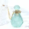 Fábrica Outlet Original Botella de Aceite Faceta de Diamante Piedra Natural Colgante de Aromaterapia Cristal Rosa Jade Botella de Perfume