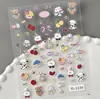 Pegatinas con Oso de Dibujos Animados en Relieve, Varios Diseños Mixtos, Pequeño Oso Blanco 3D con Auriculares, Pegatinas para Uñas DIY, Modelo Yl