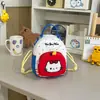 Bolsa de Tote con Cordón de Gato Linda y Adorable, Bolso de Hombro de Estilo Coreano de Nicho con Lunares y Bloques de Color, Bolsa de Compras de Gran Capacidad