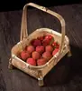 Cesta tejida de bambú soporte para postres estante para bocadillos de té de la tarde bandeja para bocadillos de té productos cosecha de otoño decoración de creación ambiental para jardín de infantes