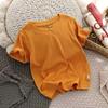 Camiseta de Manga Corta para Niños Ropa Infantil Algodón con Hilo Multicolor Camiseta Básica Tallas Mediana y Grande Casual de Verano para Niños Nueva Camiseta de Cuello Redondo