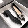 Venta Caliente Zapatos Planos de Punta Fina Franceses para Mujer 2026 Nuevos Zapatos de Boca Baja de Otoño con Pedrería Negros Zapatos Planos de Temperamento para Mujer