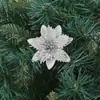 Flores Artificiais Flores de Natal com Pó Dourado Decoração de Casa Flores de Natal Flores Azuis Decoração de Natal Presentes