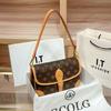 Bolso de Axila de Gama Alta para Mujer, Nuevo Versátil Retro de Marca Reconocida Estampado Bolso Pequeño Cuadrado de Hombro Cruzado para Mujer