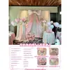 Niña Coreana Primera Fiesta de Cumpleaños Escenario Decoración Versión Familiar Tablero KT Simple Ambiente Cortina de Tela Rosa con Lazo