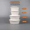 Caja de almuerzo desechable biodegradable tazón de pulpa de papel caja de almuerzo ligera para alimentos fitness tazón redondo de pulpa de caña de azúcar caja de embalaje para llevar