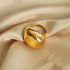 Anel Assimétrico de Titânio Banhado a Ouro 18K, Estilo Francês Novo, Simples e Único, Design de Nicho, Joia da Moda e Versátil para Mulheres