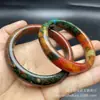 Pulsera Shujulai Multicolor, Pulsera de Jade Color Pavo Real, Pulsera de Jade Flor de Durazno, Pulsera de Jade Rojo y Verde Estilo Coreano, Pulsera para Mujer