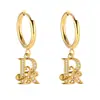 Pendientes de Acero Inoxidable Chapado en Oro 18K con 26 Letras, Pendientes de Zirconia con Forma de Ola de Lujo, Pendientes Elegantes