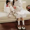 Gorro de Punto para Cachorro Pantuflas de Algodón para Mujer, Pantuflas Cálidas de Dibujos Animados para el Hogar Invierno Padre-Hijo Niños con Orejas de Pompón