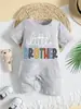 Macacão de Bebê Novo Estilo, Algodão Puro, Manga Curta de Verão, Macacão Fofo com Letras, Bebê Recém-Nascido Masculino e Feminino, Passeio Casual