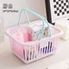 Mini Cesta de Almacenamiento de Escritorio Estudiante Portalápices de Papelería Cesta Linda Macarrón Organizador de Artículos Varios para Dormitorio Cesta de Almacenamiento de Mano
