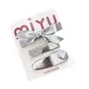 Pin BB para niña de color plateado estilo coreano con lazo dulce, pinza para el pelo versátil para niños de cuero dulce y genial, pasador lateral para niñas