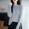 Cardigan de Punto Redondo de Papel Japonés Tejido, Manga Larga, Hueco, Color Sólido, Delgado, Holgado, Chaqueta para Mujer, Nuevo Primavera/Verano 2026