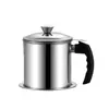 Pote de Óleo com Filtro de Aço Inoxidável, Grande Capacidade, Copo Separador de Resíduos de Óleo para Cozinha Doméstica com Rede de Filtro, Tanque de Armazenamento de Óleo para Controle de Óleo