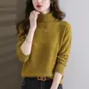 26 Nuevo Top de Capa Interior Grueso Holgado Otoño/Invierno para Mujer, Elegante Cuello Alto Cálido Nuevo Suéter de Punto Color Boda