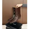 Versión de cuero ~5 cm de elevación interior para mujer, botas de pierna recta y pierna ancha, adelgazantes, de media pantorrilla, estilo británico, botas de moda, botines