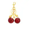 1 Pieza Llavero Brillante Rojo/Rosa con Hoja y Cereza Llavero de Moda Amuletos para Bolsos Amuletos para Carteras para Mujeres Llaveros Regalo Especial para Ella