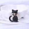 Moda Europea y Americana Personalidad Animal Broche Misterioso Elegante Sexy Gato Negro Pintado a Mano Diamante Pintado Corsage Mayoreo