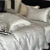 Juego de Cuatro Piezas de Algodón de Fibra Larga Xinjiang 100s Lujo Ligero Sensación de Alta Gama Algodón Puro Alto Recuento de Hilos Todo Algodón Satén Jacquard Funda Nórdica Ropa de Cama