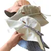 Sombrero de Pescador de Ala Ancha con Lazos a Cuadros de Doble Cara para Mujer, Sombrero de Sol para Exteriores de Verano, Sombrero de Sol de Alta Gama
