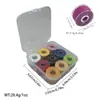 Conjunto de Caixa de Bobinas Doméstica Multiespecificação, Bobinas Transparentes Coloridas, Bobinas de Metal com Linha, Cada Bobina com Aproximadamente 40m de Comprimento