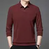 Nueva Camiseta de Manga Larga para Hombre Otoño/Invierno Falsa de Dos Piezas Casual de Alta Gama Camisa Polo a Cuadros Capa Base