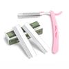 Cuchilla para recortar cejas acero inoxidable cuchilla de afeitar para cejas de un solo lado cuchilla corrugada cuchillo desechable para recortar cejas hoja para maquillaje de belleza para tatuajes 10 piezas