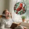 Pájaro Rojo de Navidad Colgante de Vidrio de Color Adorno de Vidrio Colgante para el Hogar Decoración de Ventana Atrapasoles para el Jardín
