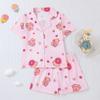 Conjunto de pijama infantil estampado para meninas de meia-idade, novo, para exportação transfronteiriça, ideal para todas as estações. Inclui shorts de manga curta, cardigã e muito mais.